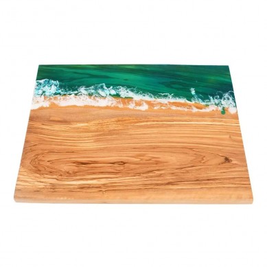 NEW Luxury Kitchen Decor Ocean Blue Epoxy River Cutting Board Antipasto Wood Platter Charcuterie, Gift Boards with Resin Art