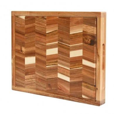 Personalized Acacia Wood End Grain Chopping Blocks Sublimation Extra Large Cutting board Anti Slip With Handles