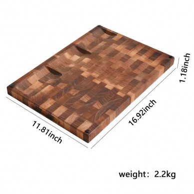 End Grain Walnut Cutting Board with Juice Groove Butcher Block and Charcuterie Serving Board with 3 Compartments