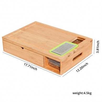 Wooden Cutting Board With Containers And Locking Lid Includes Built-In Grater For Food Storage Transport And Cleanup