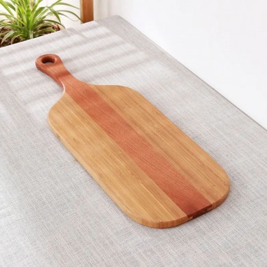 Hot Sale Acacia Wood Pizza Serving Board Wooden Kitchen Cheese Chopping Cutting Board with Handle