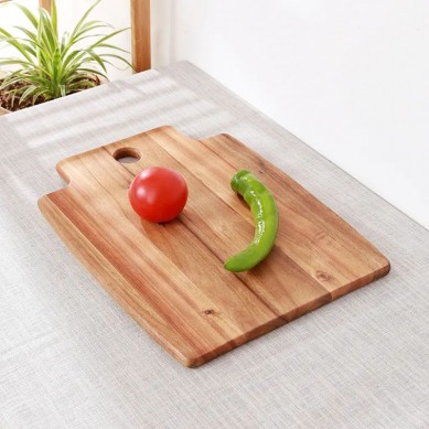 Good Quality Durable Acacia Wood Pizza Serving Board Wooden Cheese Chopping Cutting Board with Holes
