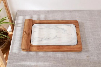 Natural Acacia Wood Cutting Board Chopping Board With Marble Slab