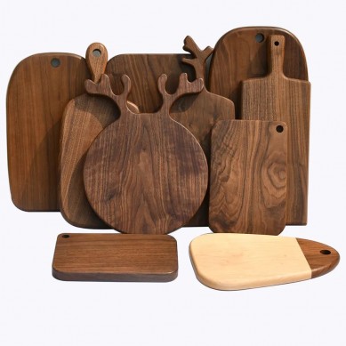 Wholesale Black Walnut Wood Mini Cheese Board Wooden Charcuterie Unique Sublimation Cutting Board with Handle