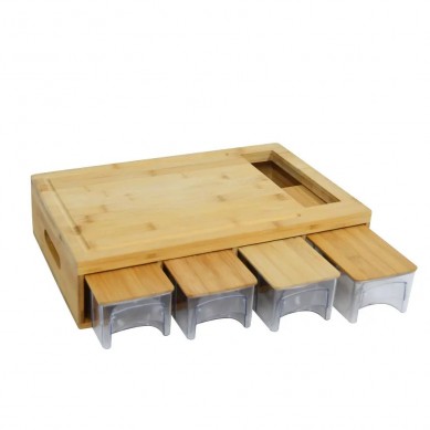 Large Bamboo Cutting Board Chopping Blocks Wood Butcher Block With 4 Drawers