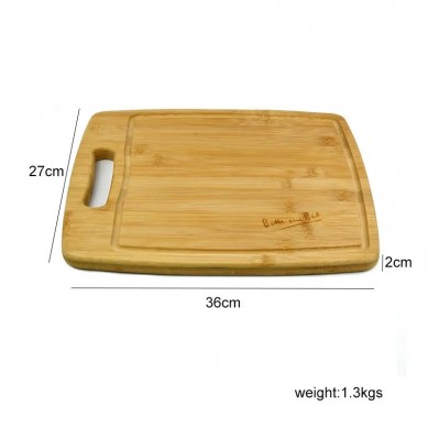 One-piece Bamboo Cutting Board 12 x 9 Inches, Kitchen Chopping Board for Meat, Cheese and Vegetables with Juice Groove