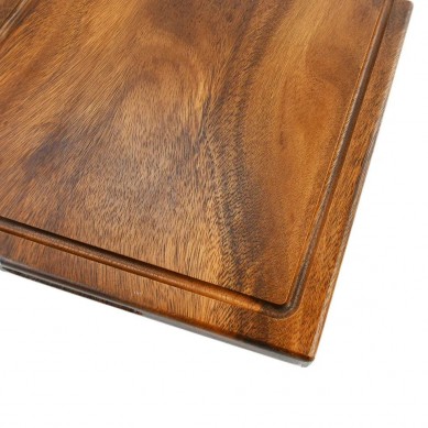 Thailand Rubber Wood Black Walnut Wood Cutting Chopping Board With 3 Built In Compartments Resin Rubber Feet