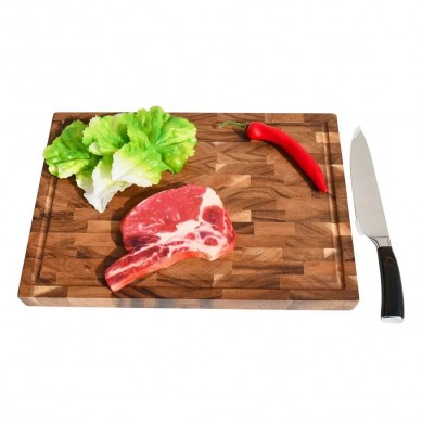 Walnut Large Cutting Board End Grain Charcuterie Board with Deep Juice Butcher Block Serving Board with Sorting Compartment
