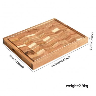 Personalized Acacia Wood End Grain Chopping Blocks Sublimation Extra Large Cutting board Anti Slip With Handles