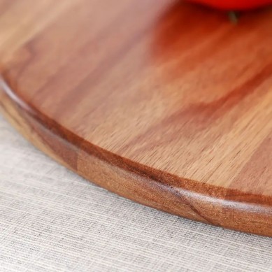 Custom Durable Acacia wood Round Chopping Cutting Board Wooden Pizza Serving Board with Handle