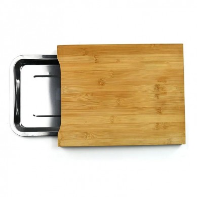 High Quality Bamboo Chopping Board with Stainless Steel Container Wood Cutting Board for Meat Vegetable