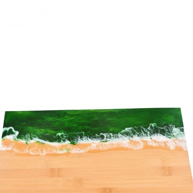 Handmade Bamboo Ocean Inspired Epoxy Resin Cut Board Charcuterie Boards w/Handle, Home & Commercial Use Chopping Blocks