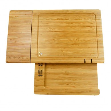 Bamboo Wood Electronic Digital Kitchen Weighing Scale Cutting Chopping Board With Tray Knife Sharpener Gift Box Packaging