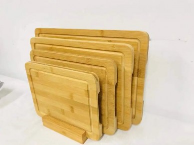 2023 Hot Sell Bamboo Wood Cutting Board Set With Holder Utensil For Kitchen