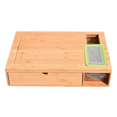 Wood Bulk Cutting Boards Meal Prep Station Food Chopping Board Set – 4 in 1 Bamboo Cutting Board with Containers and Graters