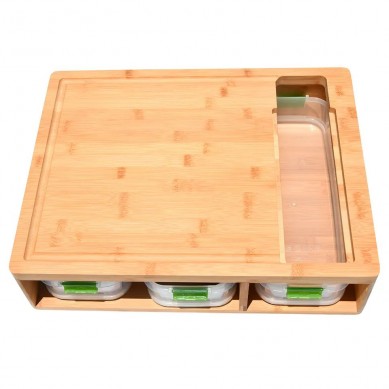 Extra Large Portable Vegetable Fruit Chopping Boards Bamboo Cutting Board with Containers and Grater Phone Holder