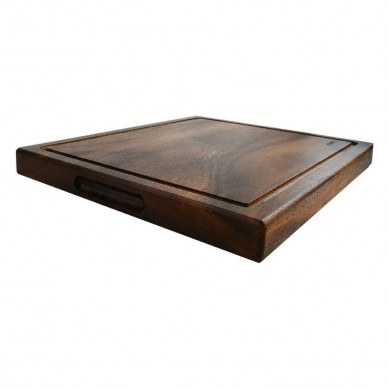 Edge Grain Reversible Walnut Wood Chopping Board with Juice Groove and Handles, Pre-Oiled Carving Tray for Meat & Cheese