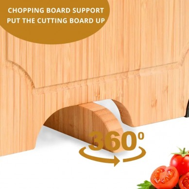 Extra Large Organic Bamboo Wood Cutting Board with 4 Non-Slip Grip, Build in Knife, Chopping Boards and Butcher Block