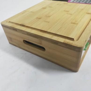 Extra Large Bamboo Cutting Board Set With Stackable Containers And Lock Lid, Built-in Grater For Easy Storage