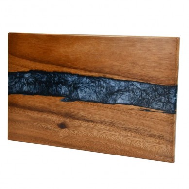 2023 New Design Black Walnut & Resin Cutting Boards Handmade Charcuterie Board Resin Blue Serving Tray for Kitchen