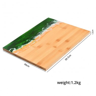 Handmade Bamboo Ocean Inspired Epoxy Resin Cut Board Charcuterie Boards w/Handle, Home & Commercial Use Chopping Blocks