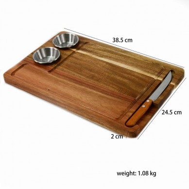 Acacia Wood wood Hot Custom Wooden Bamboo Cheese Board Platter Cutlery Set W 2 Plate Serving Tray