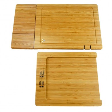 Bamboo Wood Electronic Digital Kitchen Weighing Scale Cutting Chopping Board With Tray Knife Sharpener Gift Box Packaging