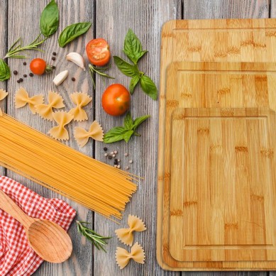 Wholesale Solid Wood Butcher Block 3 Pcs In 1 Set Bamboo Cutting Board With Stand Juice Groove Kitchen Schneidebrett Bambus