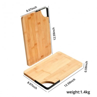 Natural Organic Bamboo Cutting Board with Juice Grooves for Kitchen Chopping with Handle for Meat
