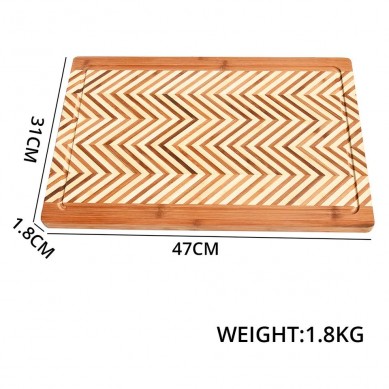 Bamboo Fishbone Diagram Pattern Cutting Chopping Board Solid Wood Oak Fish Bone Olive Multi Purpose