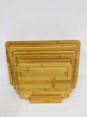 2023 Hot Sell Bamboo Wood Cutting Board Set With Holder Utensil For Kitchen