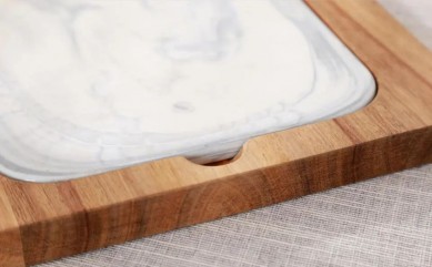 Natural Acacia Wood Cutting Board Chopping Board With Marble Slab