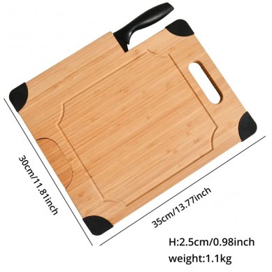 Extra Large Organic Bamboo Wood Cutting Board with 4 Non-Slip Grip, Build in Knife, Chopping Boards and Butcher Block