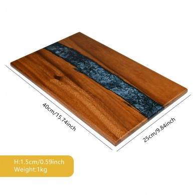 2023 New Design Black Walnut & Resin Cutting Boards Handmade Charcuterie Board Resin Blue Serving Tray for Kitchen