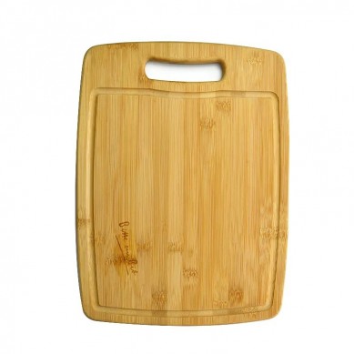 One-piece Bamboo Cutting Board 12 x 9 Inches, Kitchen Chopping Board for Meat, Cheese and Vegetables with Juice Groove