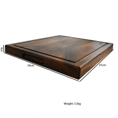 Thailand Rubber Wood Black Walnut Wood Cutting Chopping Board With 3 Built In Compartments Resin Rubber Feet