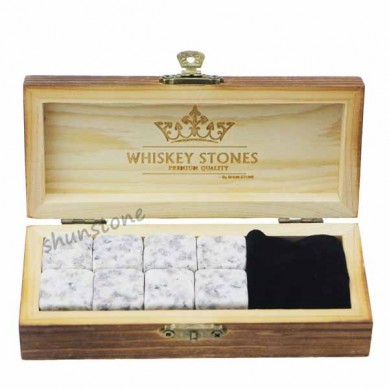 Hot Selling whiskey stone  Whisky Stones Burned Wooden Box Bar Accessories