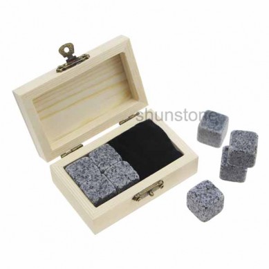 reusable ice stones Small and Cheap Whiskey Stones Gift Set with 4 Stones and 1Velvet Bag small stone gift set