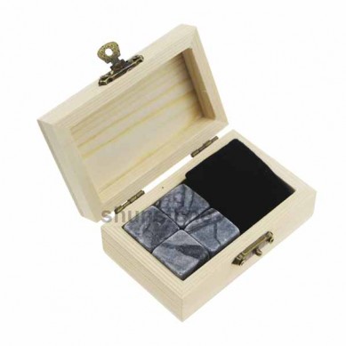 4 pcs batu ais boleh diguna semula popular dan murah Whiskey Stones Gift Set dengan Velvet beg batu kecil set hadiah