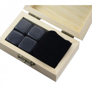impostare il colore Log regalo whisky di vendita calda agghiacciante pietra scatola di legno 4pcs della Mongolia nere pietre del whisky con 4 pietre e 1Velvet Bag set regalo piccola pietra