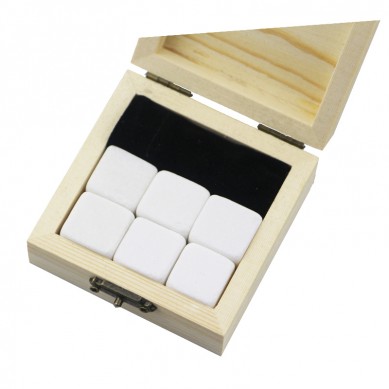 Populêre gift 6 pcs fan Pearl Wit Whisky ysbaarlike Rocks oanpasse Packaging Whisky Stones Set of Natural Cubes mei velvet tas