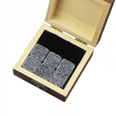 produk panas 6 pcs dari G654 wiski hadiah batu Whiskey Ice Stones Minuman Cooler Cubes Alam Chilling Whiskey Stones Dengan Gift Box