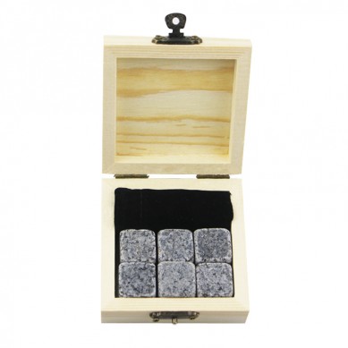 panas menjual kit Hadiah 6 pcs G654 Whiskey Rocks Chilling Sesuaikan Packaging Whiskey Stones Set of Cubes semulajadi dengan beg baldu