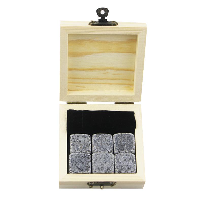 Best quality Whiskey Stones And Glasses - Hot selling gift kit 6 pcs of G654 Whiskey Chilling Rocks Customize Packaging Whiskey Stones Set of Natural Cubes with velvet bag – Shunstone