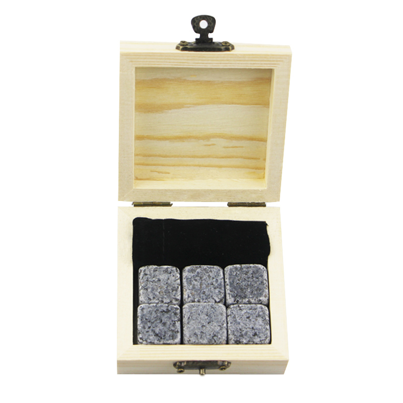 2017 China New Design Barbecue Stone - Hot selling gift kit 6 pcs of G654 Whiskey Chilling Rocks Customize Packaging Whiskey Stones Set of Natural Cubes with velvet bag – Shunstone