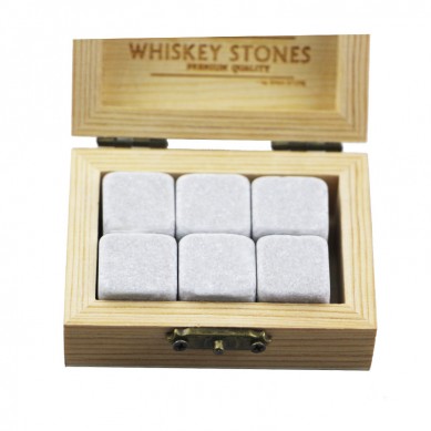 6 Pcs of Cinderella in Natural Wooden Box to Chill Your Drinks  Cheap Whiskey Stones Gift Set with