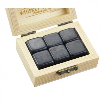 Popular product 6 pcs of polish Mongolia Black Stones Whiskey Chilling Rocks Customize Packaging Whiskey Stones Set of 6 Natural  Cubes