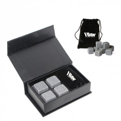 Whiskey Stones Gift Set 4 pcs of Natural chilling stone Cooler with Handmade Magnetic Box