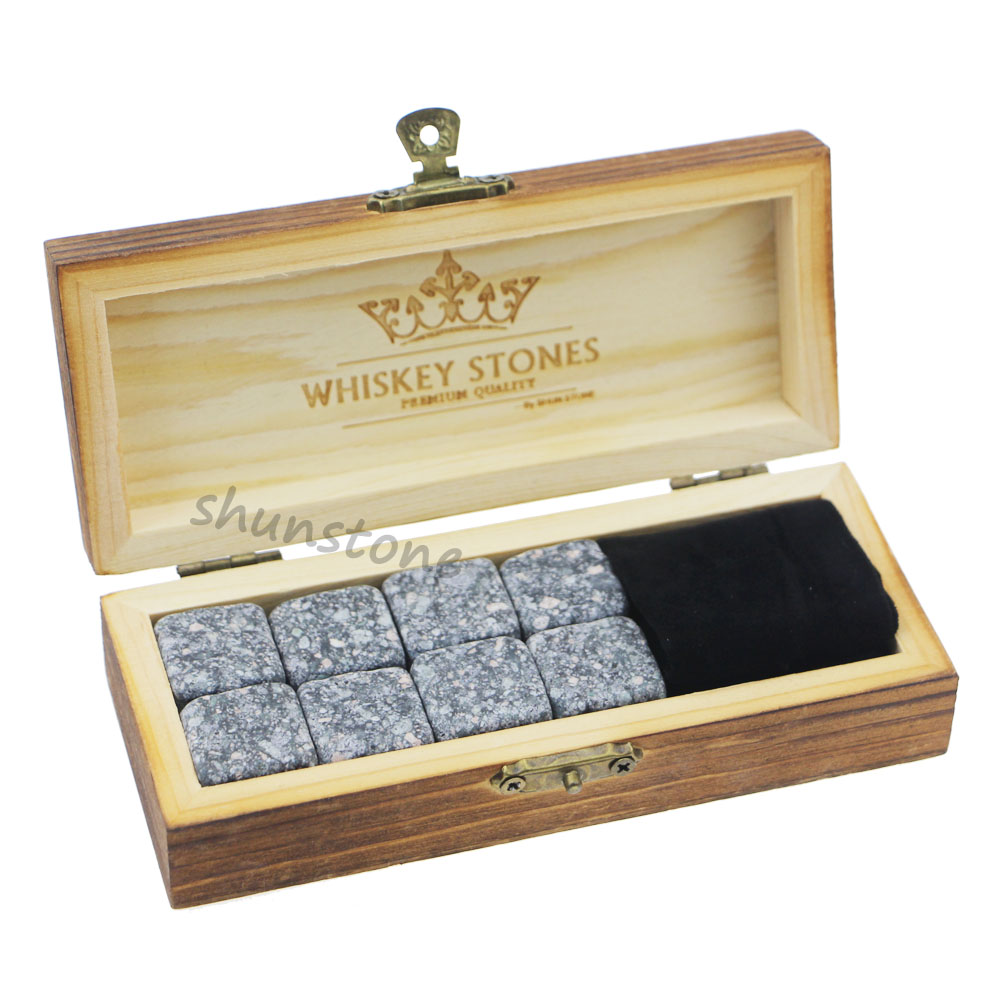 OEM China Square Whiskey Stones - 8 pcs of Granite Lovely Whisky Rock Whiskey Stone Whisky Ice Cubes Return Gift For Men  – Shunstone