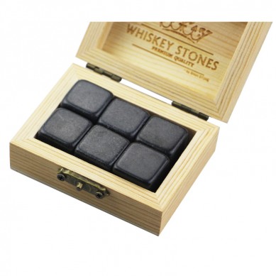 Popular product 6 pcs of polish Mongolia Black Stones Whiskey Chilling Rocks Customize Packaging Whiskey Stones Set of 6 Natural  Cubes